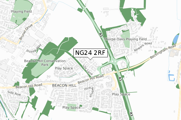 NG24 2RF map - small scale - OS Open Zoomstack (Ordnance Survey)