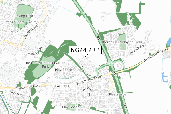 NG24 2RP map - small scale - OS Open Zoomstack (Ordnance Survey)