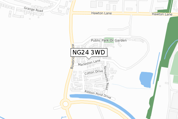 NG24 3WD map - large scale - OS Open Zoomstack (Ordnance Survey)