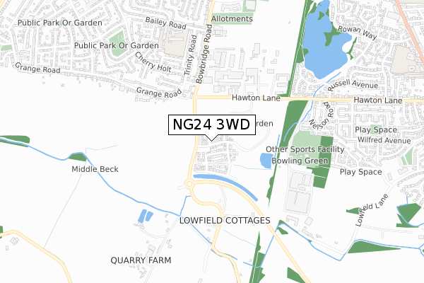 NG24 3WD map - small scale - OS Open Zoomstack (Ordnance Survey)