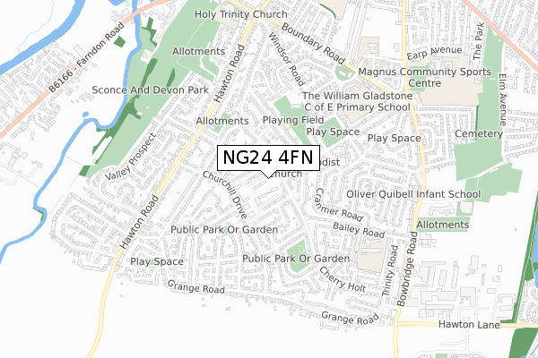 NG24 4FN map - small scale - OS Open Zoomstack (Ordnance Survey)