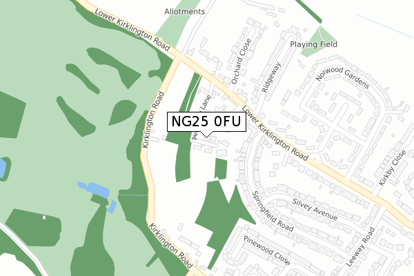 NG25 0FU map - large scale - OS Open Zoomstack (Ordnance Survey)