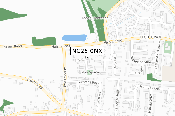 NG25 0NX map - large scale - OS Open Zoomstack (Ordnance Survey)