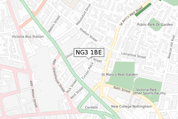 NG3 1BE map - large scale - OS Open Zoomstack (Ordnance Survey)