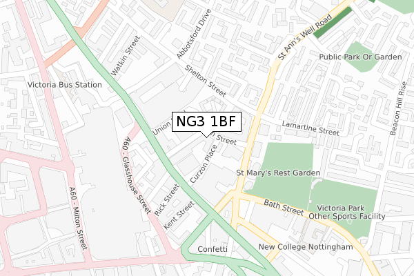 NG3 1BF map - large scale - OS Open Zoomstack (Ordnance Survey)