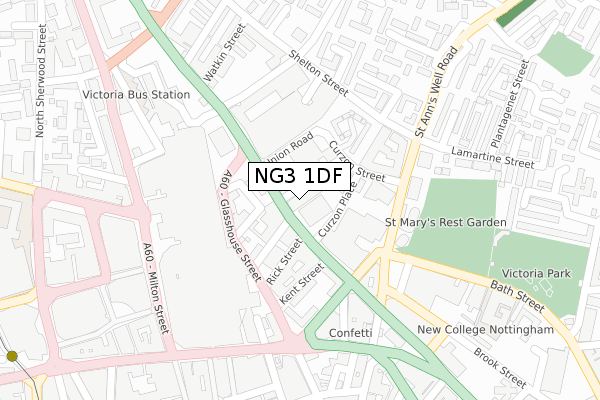 NG3 1DF map - large scale - OS Open Zoomstack (Ordnance Survey)