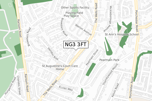 NG3 3FT map - large scale - OS Open Zoomstack (Ordnance Survey)