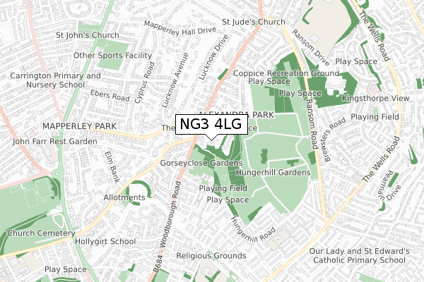 NG3 4LG map - small scale - OS Open Zoomstack (Ordnance Survey)