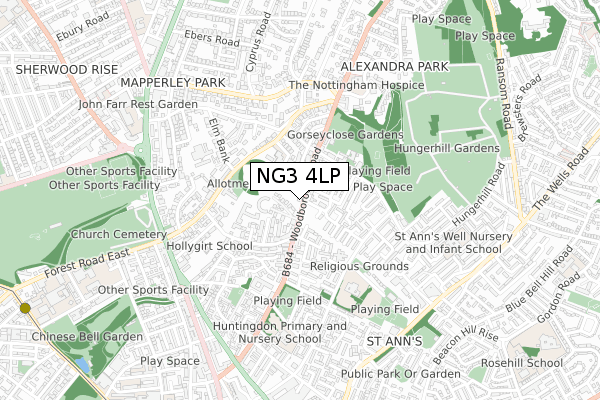 NG3 4LP map - small scale - OS Open Zoomstack (Ordnance Survey)