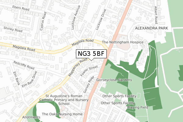 NG3 5BF map - large scale - OS Open Zoomstack (Ordnance Survey)