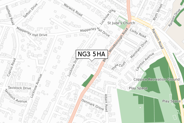 NG3 5HA map - large scale - OS Open Zoomstack (Ordnance Survey)