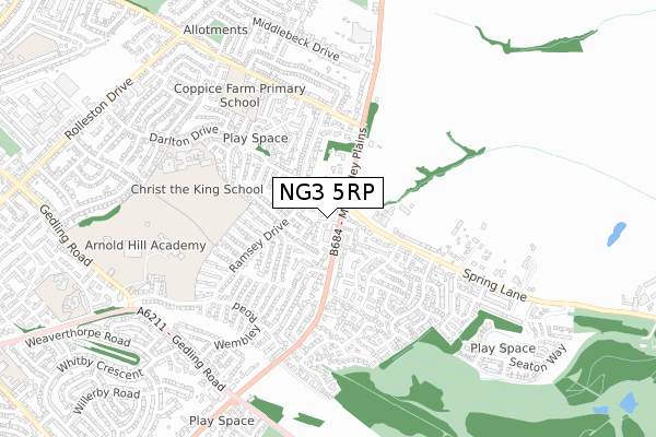 NG3 5RP map - small scale - OS Open Zoomstack (Ordnance Survey)