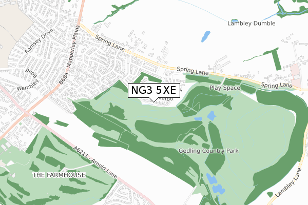 NG3 5XE map - small scale - OS Open Zoomstack (Ordnance Survey)