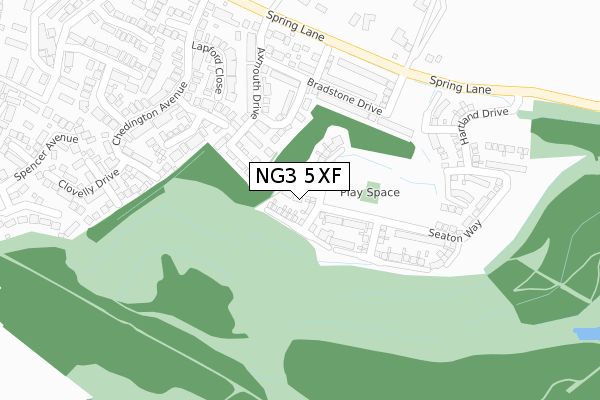 NG3 5XF map - large scale - OS Open Zoomstack (Ordnance Survey)