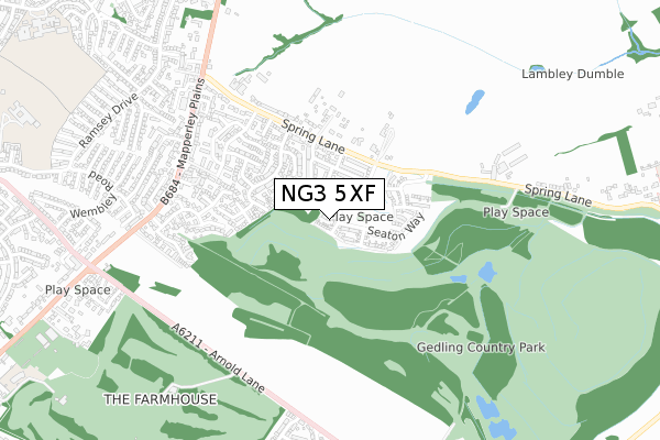 NG3 5XF map - small scale - OS Open Zoomstack (Ordnance Survey)