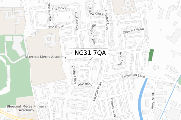 NG31 7QA map - large scale - OS Open Zoomstack (Ordnance Survey)