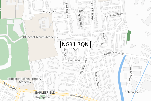 NG31 7QN map - large scale - OS Open Zoomstack (Ordnance Survey)