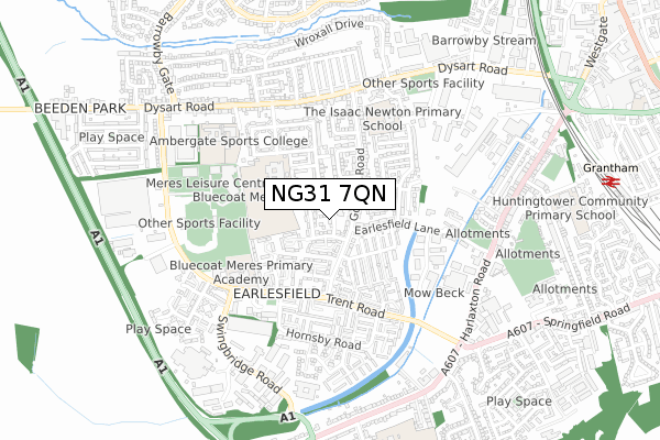 NG31 7QN map - small scale - OS Open Zoomstack (Ordnance Survey)