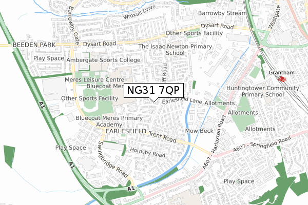 NG31 7QP map - small scale - OS Open Zoomstack (Ordnance Survey)