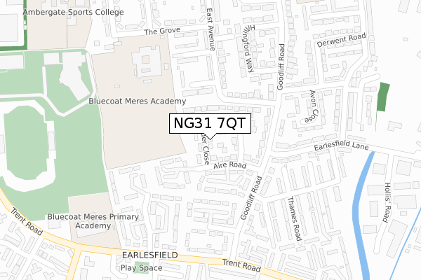 NG31 7QT map - large scale - OS Open Zoomstack (Ordnance Survey)