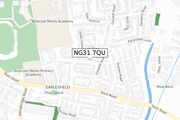 NG31 7QU map - large scale - OS Open Zoomstack (Ordnance Survey)