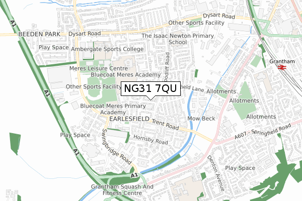 NG31 7QU map - small scale - OS Open Zoomstack (Ordnance Survey)