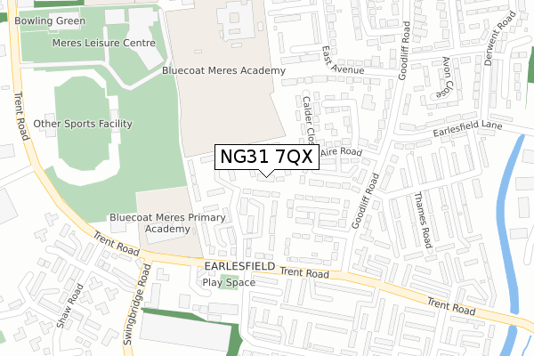 NG31 7QX map - large scale - OS Open Zoomstack (Ordnance Survey)