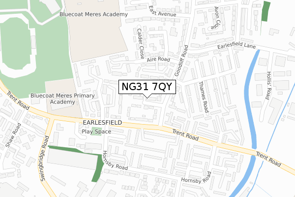 NG31 7QY map - large scale - OS Open Zoomstack (Ordnance Survey)