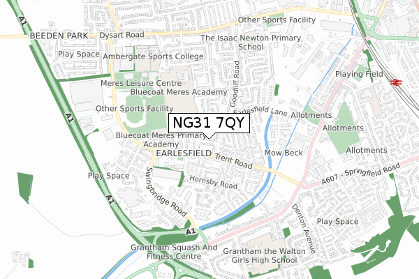 NG31 7QY map - small scale - OS Open Zoomstack (Ordnance Survey)