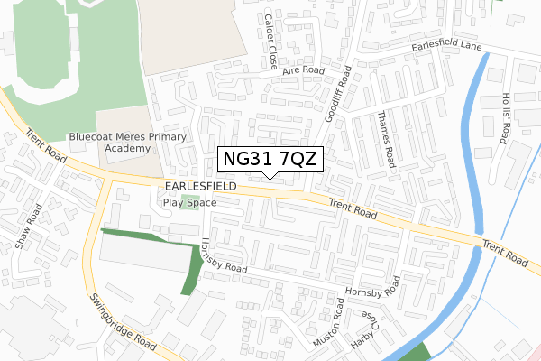 NG31 7QZ map - large scale - OS Open Zoomstack (Ordnance Survey)