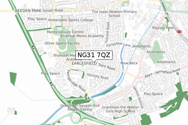 NG31 7QZ map - small scale - OS Open Zoomstack (Ordnance Survey)