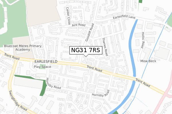 NG31 7RS map - large scale - OS Open Zoomstack (Ordnance Survey)