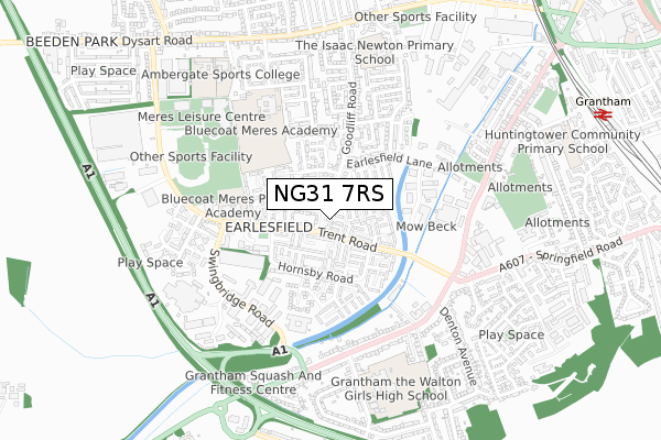 NG31 7RS map - small scale - OS Open Zoomstack (Ordnance Survey)