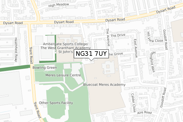 NG31 7UY map - large scale - OS Open Zoomstack (Ordnance Survey)