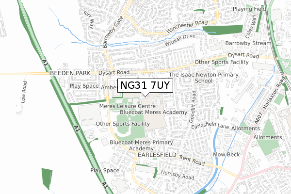 NG31 7UY map - small scale - OS Open Zoomstack (Ordnance Survey)