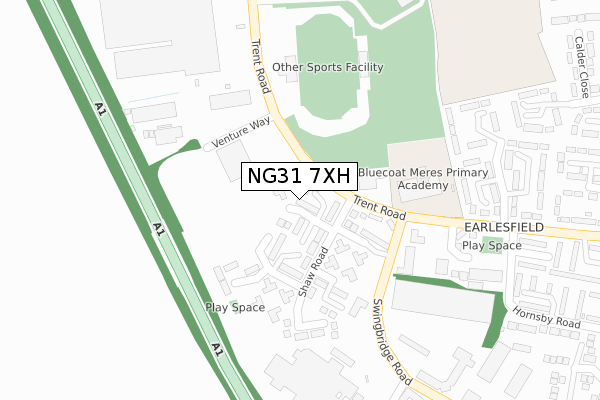 NG31 7XH map - large scale - OS Open Zoomstack (Ordnance Survey)