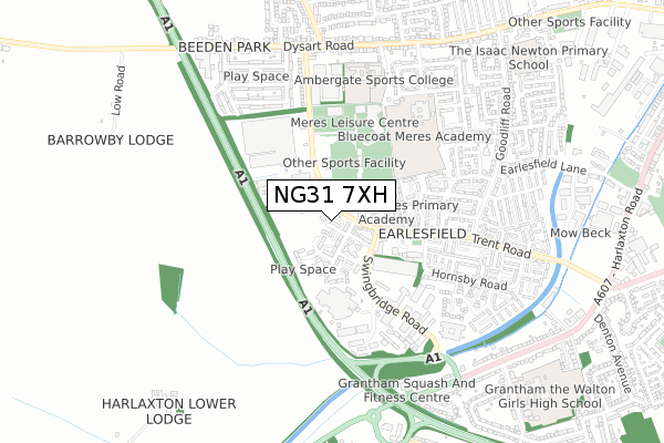 NG31 7XH map - small scale - OS Open Zoomstack (Ordnance Survey)