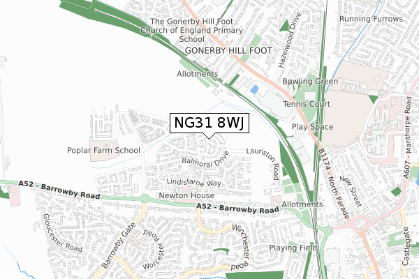 NG31 8WJ map - small scale - OS Open Zoomstack (Ordnance Survey)