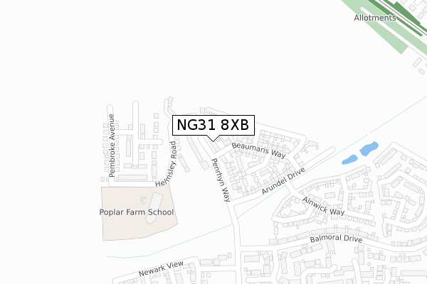 NG31 8XB map - large scale - OS Open Zoomstack (Ordnance Survey)