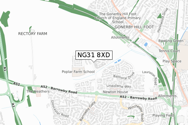 NG31 8XD map - small scale - OS Open Zoomstack (Ordnance Survey)