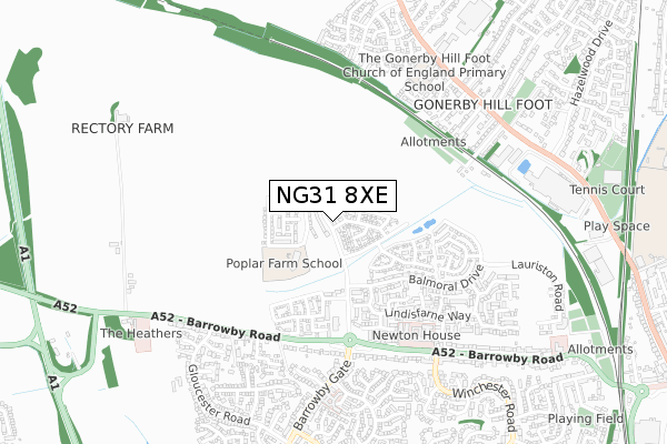 NG31 8XE map - small scale - OS Open Zoomstack (Ordnance Survey)