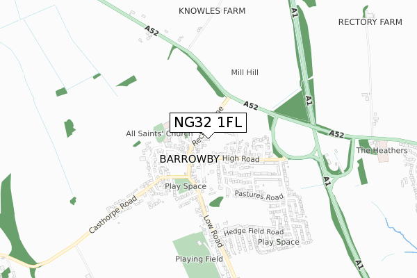 NG32 1FL map - small scale - OS Open Zoomstack (Ordnance Survey)