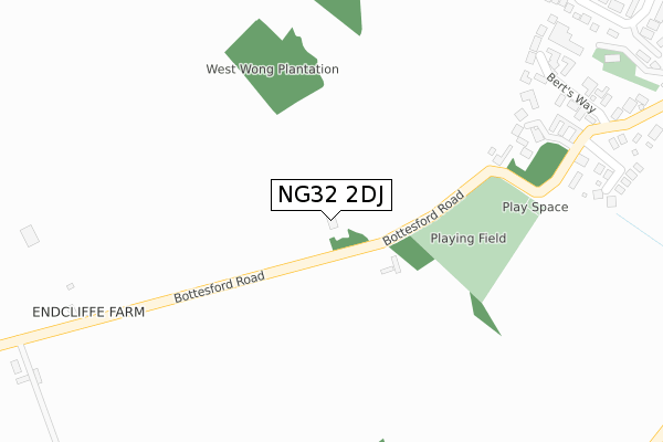 NG32 2DJ map - large scale - OS Open Zoomstack (Ordnance Survey)