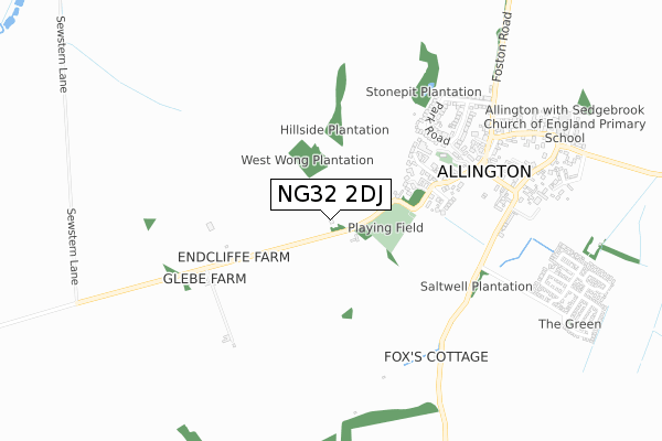 NG32 2DJ map - small scale - OS Open Zoomstack (Ordnance Survey)