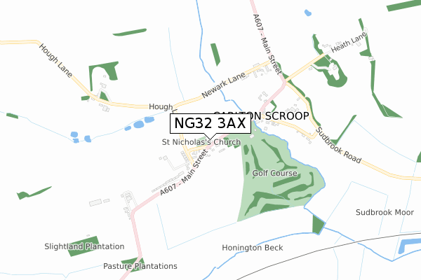 NG32 3AX map - small scale - OS Open Zoomstack (Ordnance Survey)