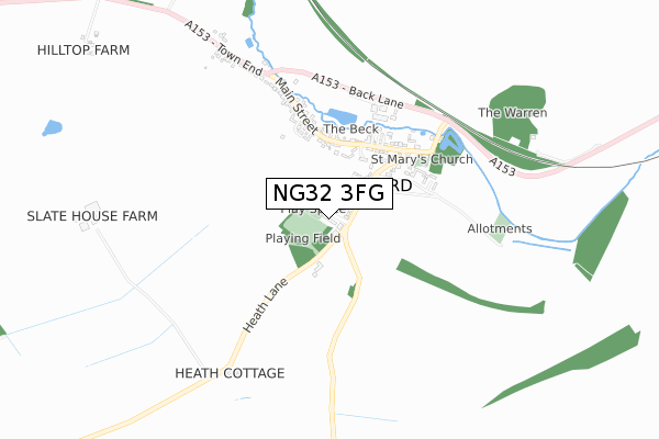 NG32 3FG map - small scale - OS Open Zoomstack (Ordnance Survey)