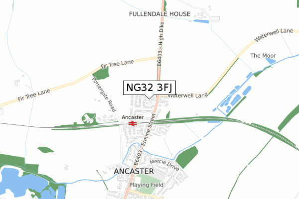 NG32 3FJ map - small scale - OS Open Zoomstack (Ordnance Survey)