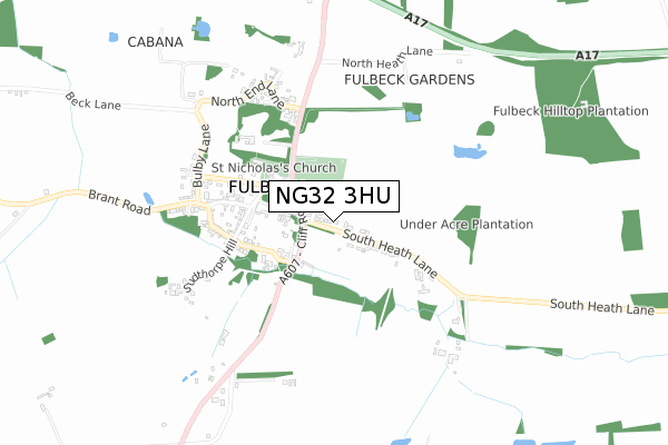 NG32 3HU map - small scale - OS Open Zoomstack (Ordnance Survey)