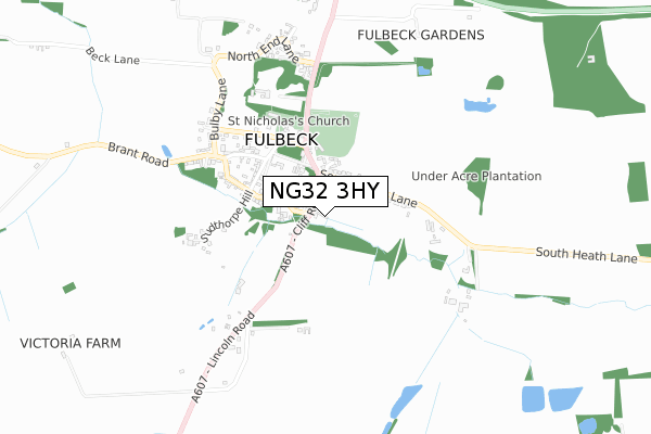 NG32 3HY map - small scale - OS Open Zoomstack (Ordnance Survey)