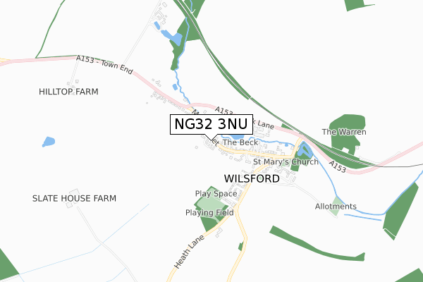 NG32 3NU map - small scale - OS Open Zoomstack (Ordnance Survey)